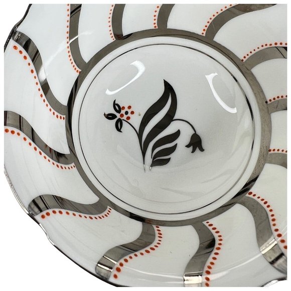 Paragon TeaCup And Saucer Stripe Orange Silver Floral By Appt Double Warrant VTG - Picture 11 of 16